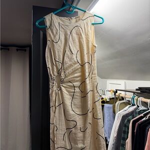 Magaschoni Cream Asymmetrical Dress with Black Design